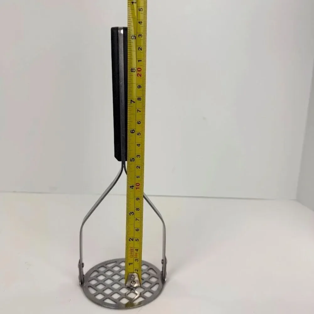 Vintage EKCO Flint Stainless Vanadium, Black Riveted Handle Potato Masher,Sturdy